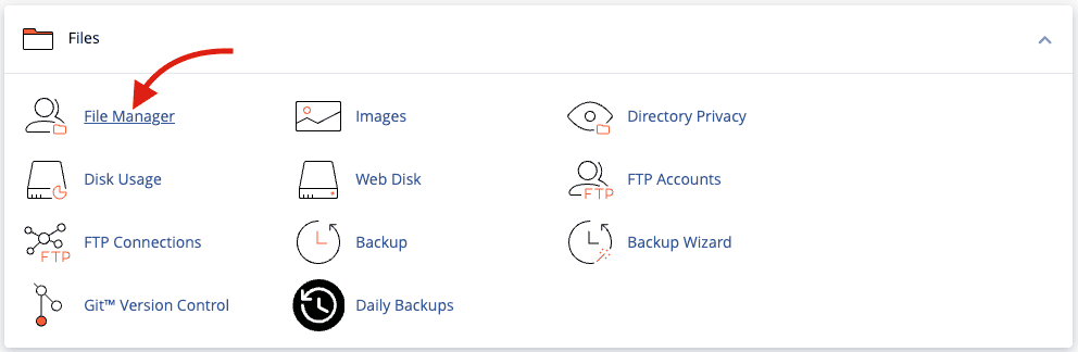 cPanel File Manager showing WordPress files